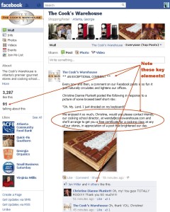 Cook's Whse Facebook interaction