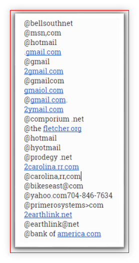 Image of list of bad email addresses