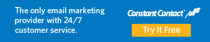 Image Constant Contact banner. Constant Contact is the only email marketing provider with 24/7 customer service. Try it free.